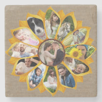 Family Photo Collage Sunflower Burlap 13 Pics Easy
