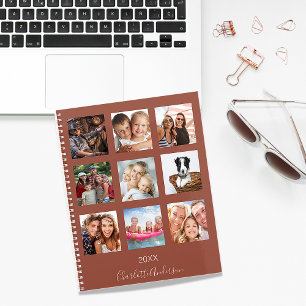 Family photo collage terracotta monogram 2023 planner