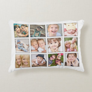 Family Photo Collage Twelve Picture Decorative Cushion