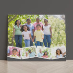 Family Photo Collage w. Zigzag Photo Strip - Grey Faux Canvas Print<br><div class="desc">Personalise this stylish faux canvas with your favourite family photos. The template is set up ready for you to add up to 5 photos. The main photo will be used as the background and the remaining 4 photos will be laid out in a zigzag photo strip along the bottom. This...</div>