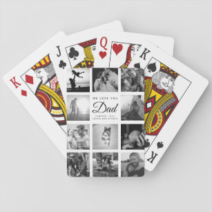 Family Photo Collage WE LOVE YOU Dad Trendy Cool Playing Cards