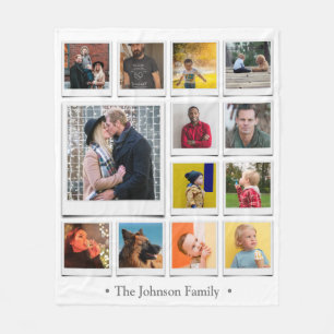 Family Photo Collage White Fleece Blanket