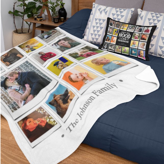 Family Photo Collage White Huge Fleece Blanket (Creator Uploaded)