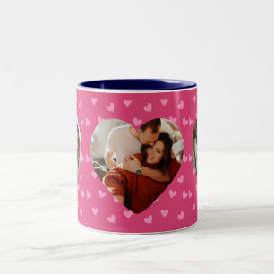 Family Photo Collage with 3 Photos Two-Tone Coffee Mug