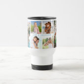 Family Photo Collage with 6 Photos and Custom Text Travel Mug (Center)