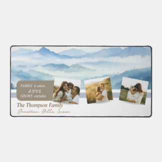 Family Photo Collage with Custom Family Names Desk Mat