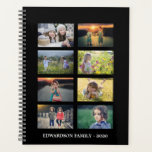 Family photo colllage 8 photos black personalised planner<br><div class="desc">Make your own family photo collage,  8 photos on black background,  planner.
You can add your own photos and text to create a very unique and personal planner.</div>