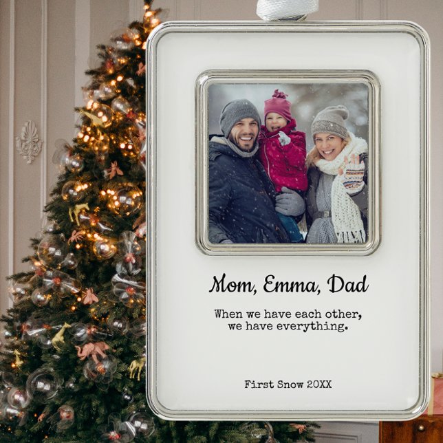 Family Photo Custom Christmas Tree Ornament  (Holiday Custom Family Tree Ornament with Personalized Message. )