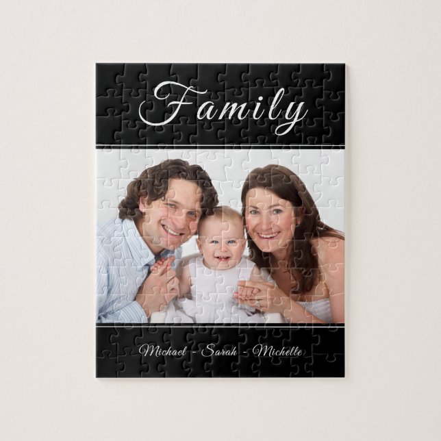 Family Photo Custom Names Jigsaw Puzzle (Vertical)