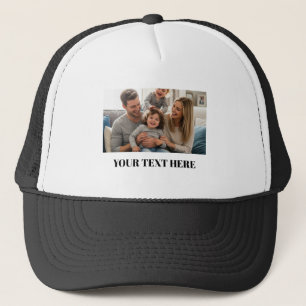 Family Photo Custom Text Trucker Hat