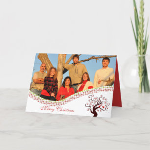 Family Photo Cute Birds Christmas Tree Holiday Card