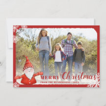 Family Photo Cute Gnome Red Merry Christmas