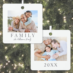 Family Photo Double Sided Christmas Metal Tree Decoration