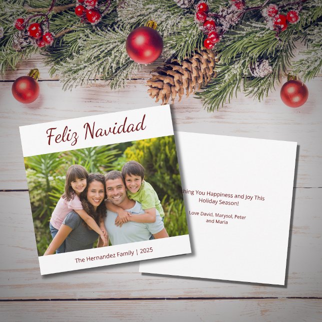 Family Photo Feliz Navidad Modern Christmas Holiday Card (Creator Uploaded)