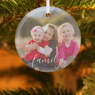 Family Photo Glass Tree Decoration