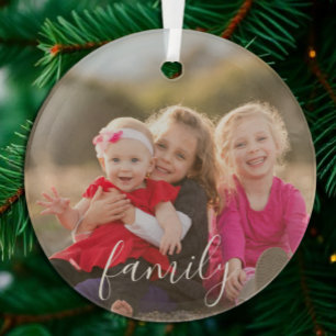 Family Photo Glass Tree Decoration