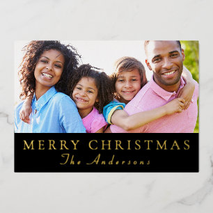 Family Photo Gold  Foil Holiday Card