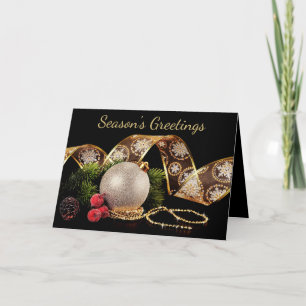 Family Photo Gold, Silver Holiday Christmas Card