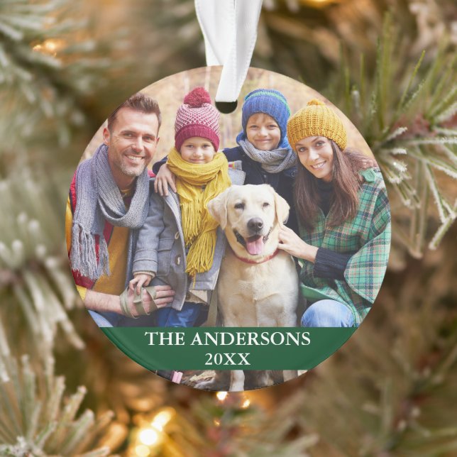 Family Photo Green Ornament (Tree)