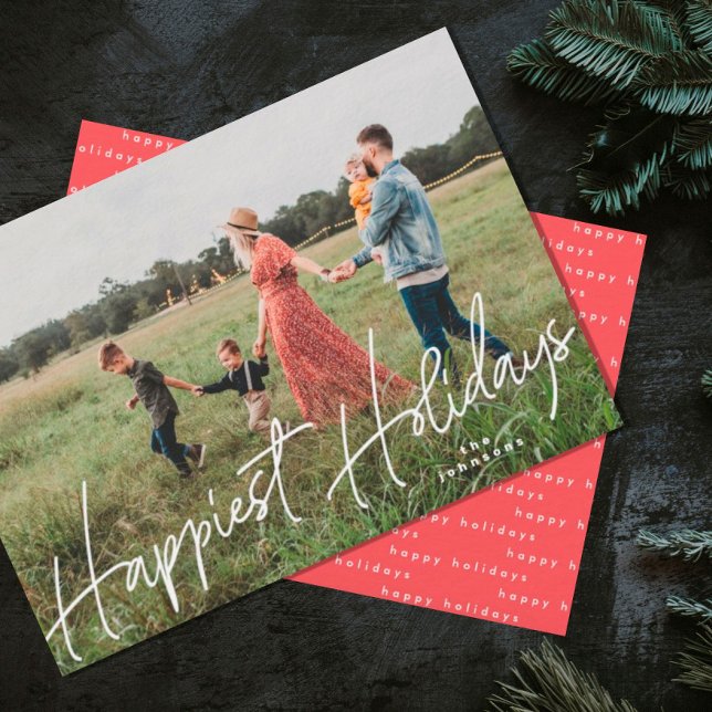 Family Photo Happiest Christmas Holiday Photo card (Holiday Card Showing front and Back (other greetings also available) - contact me)