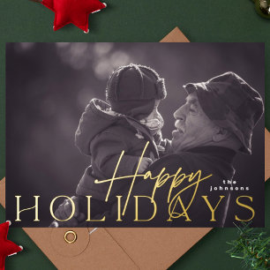 Family Photo Happiest Christmas Photo GOLD Foil Holiday Card