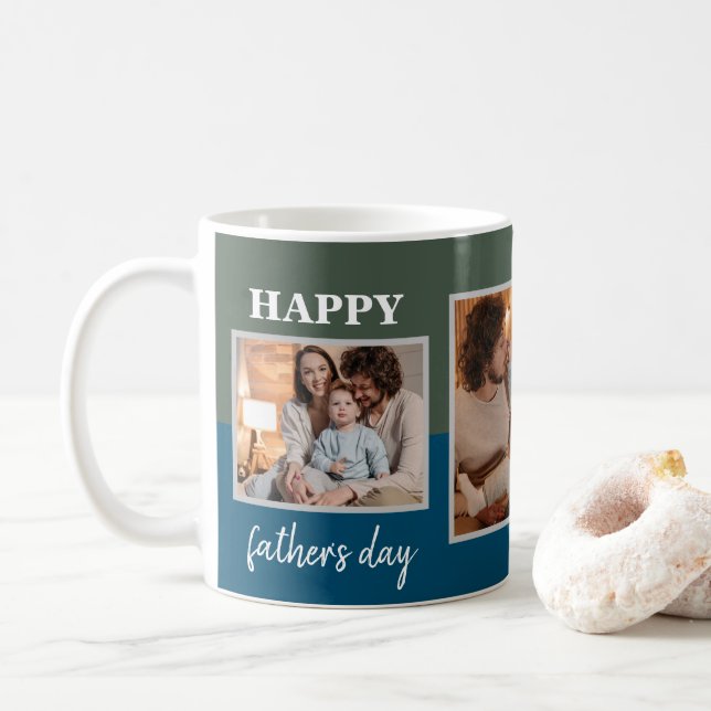 Family Photo Happy Father's Day  Coffee Mug (With Donut)
