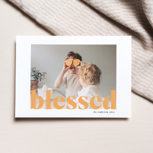 Family Photo   Happy Thanksgiving Blessed Postcard