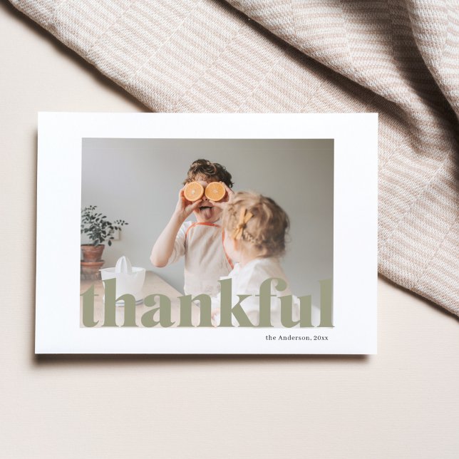 Family Photo | Happy Thanksgiving Thankful Postcar Postcard (Creator Uploaded)