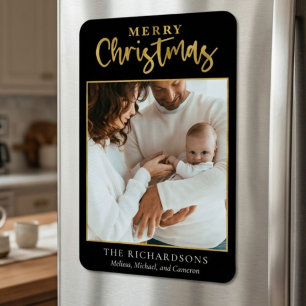 Family Photo Holiday Christmas Modern Minimalist Magnet
