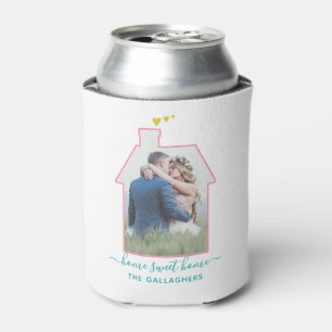 Family Photo House Shape Housewarming Wedding Cute Can Cooler
