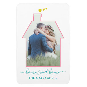 Family Photo House Shape Housewarming Wedding Cute Magnet
