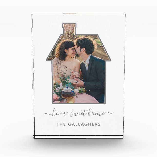 Family Photo House Shape Housewarming Wedding Gift (Front)