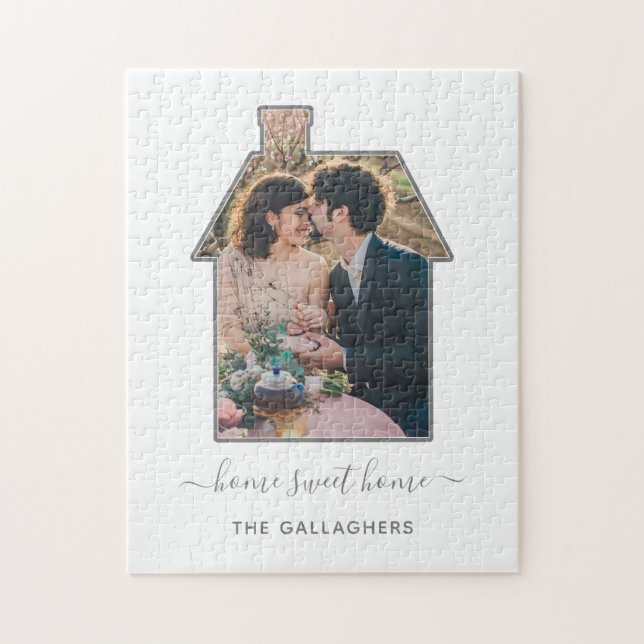 Family Photo House Shape Housewarming Wedding Gift Jigsaw Puzzle (Vertical)
