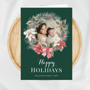 Family Photo in Wreath Christmas Holiday Card