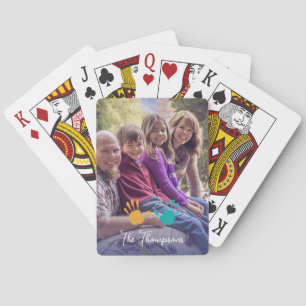 Family Photo kids Handsprint Modern Playing Cards