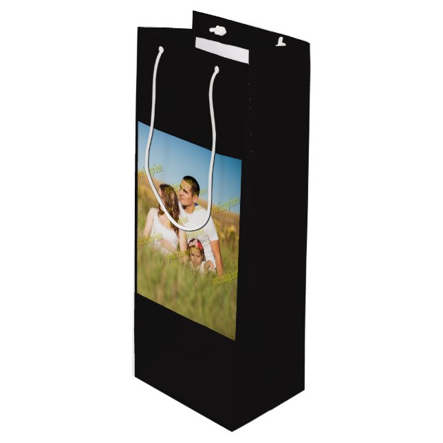 FAMILY Photo ✨ Lovely Custom  Wine Gift Bag (Front Angled)