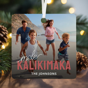 Family Photo Mele Kalikimaka Metal Tree Decoration