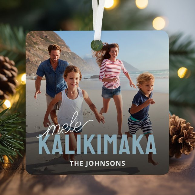 Family Photo Mele Kalikimaka Metal Tree Decoration (Creator Uploaded)