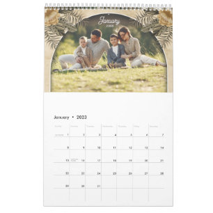 Family Photo Memory Elegant Boho Graphic Calendar