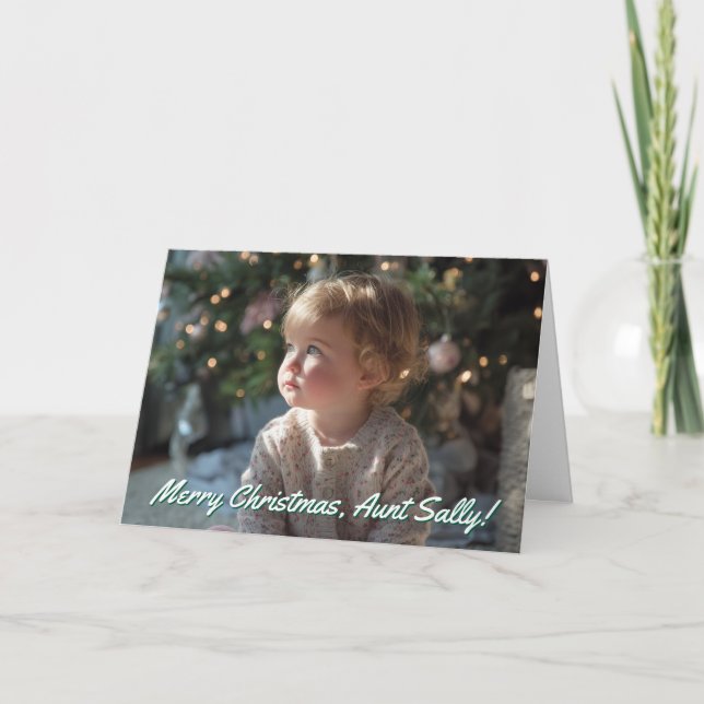 Family Photo Merry Christmas Aunt Holiday Card (Front)