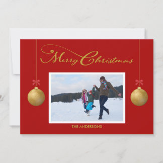Family Photo Merry Christmas Calligraphy Holiday Card