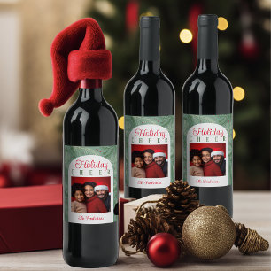 Family Photo Merry Christmas Holiday Wine Label