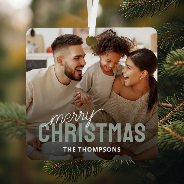 Family Photo Merry Christmas Metal Tree Decoration (Creator Uploaded)