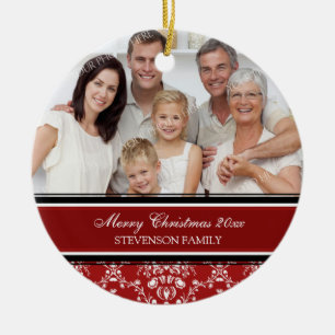 Family Photo Merry Christmas Ornament Red