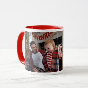 Family Photo Merry n Bright in Red Gift Coffee Mug