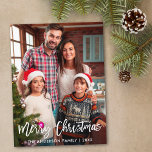 Family Photo Modern Brush Script Merry Christmas Postcard<br><div class="desc">Modern Brush Script Merry Christmas Family Photo Postcard</div>