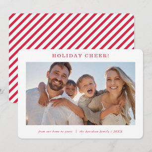 FAMILY PHOTO modern minimal simple festive red Holiday Card