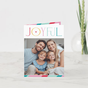 FAMILY PHOTO modern serif typography JOYFUL colour Holiday Card