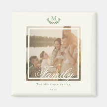Family photo monogram Christmas gift chic Magnet