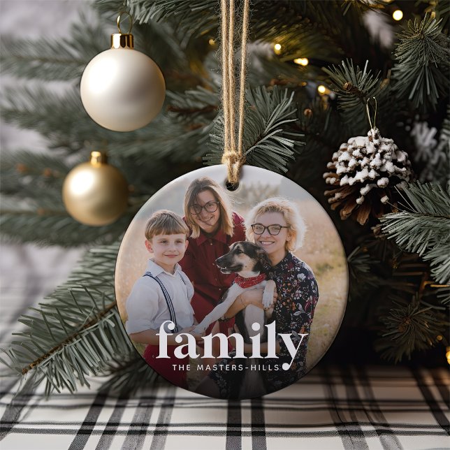 Family Photo & Name Ceramic Ornament (Creator Uploaded)